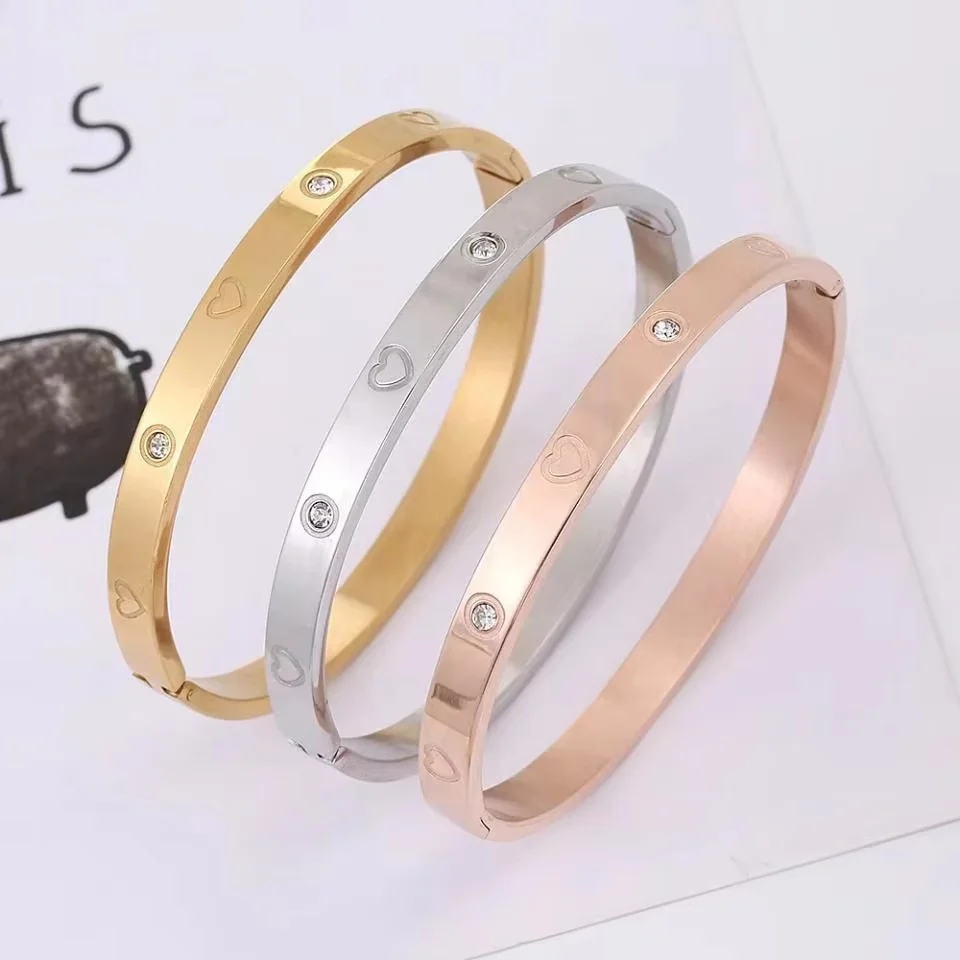 Women's Clover Love Bracelet, Shining Zircon Adjustable Bangle, Stainless Steel Jewelry Gift for Her - Image 9