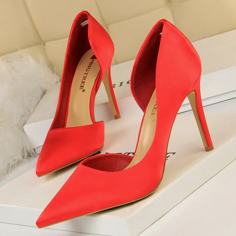 BIGTREE Shoes Sexy Woman Pumps Black Blue Sliver Women Heels Silk High Heels Women Shoes Stiletto Heels 9.5 Cm Ladies Shoes - Image 3