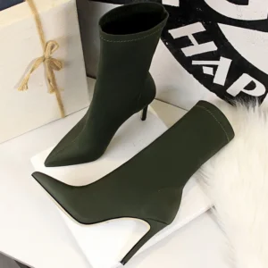 BIGTREE Shoes Women Boots Fashion Ankle Boots Pointed Toe Stretch Boots Autumn Stiletto Socks Boots High Heels Ladies Shoes 2025