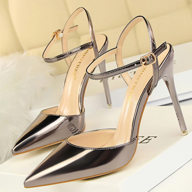 BIGTREE Shoes Fashion Sandals Women 2025 Patent Leather High Heels Women Sandals Summer Heeled Sandals Pointed Toe Women Pumps - Image 3