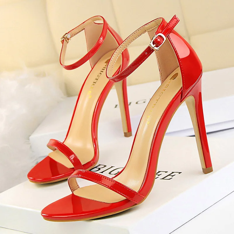 BIGTREE Shoes Super High Heels 11cm Women Shoes Patent Leather Woman Pumps Sexy Women Heels Stiletto Open Toe Ladies Shoes 2025 - Image 2
