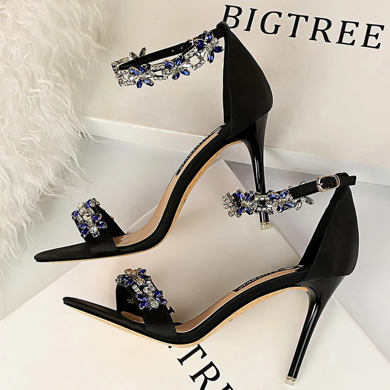 BIGTREE Shoes Open Toe Rhinestones Sandals Women 2025 New Designer Sexy High Heels Sandals Female Shoes Summer Heeled Sandals - Image 2