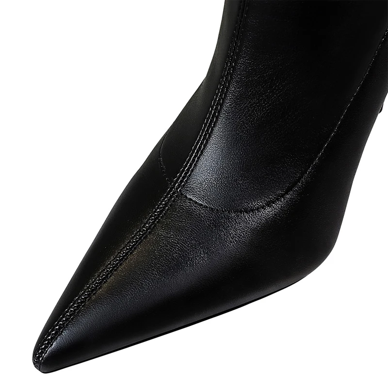 BIGTREE Shoes Stiletto Sexy Over-the-Knee Boots Black Leather Boots Sexy Thin High Heel Boots Winter Long Boots Plus Size 43 - Image 4