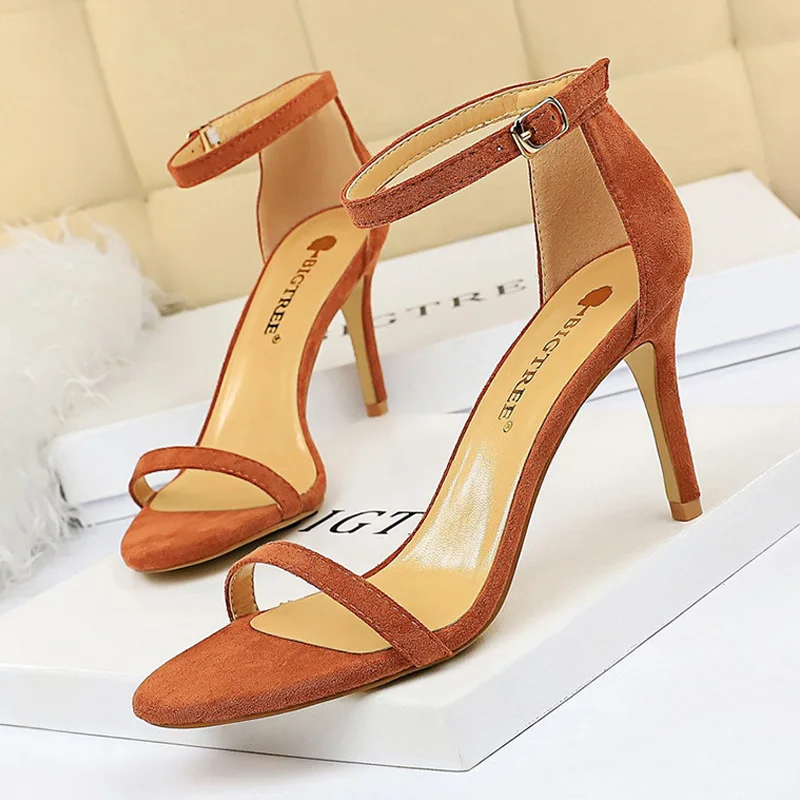 BIGTREE Shoes Super High Heels Suede Women Heels Open Toe Woman Pumps Sexy Party Shoes Stiletto Heels Summer Women Sandals 2025 - Image 6