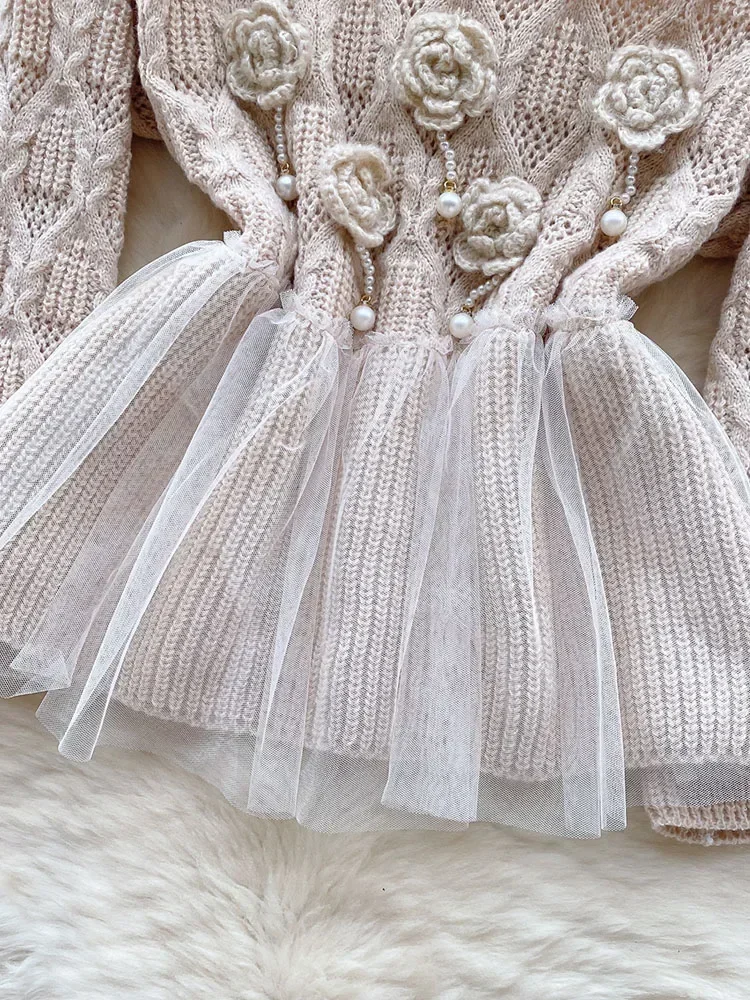 Women Autumn Pullovers Korean Sweater Gentle Design Feel Mesh Ruffle Flap Versatile Knitwear Long Sleeve Top D5075 - Image 6