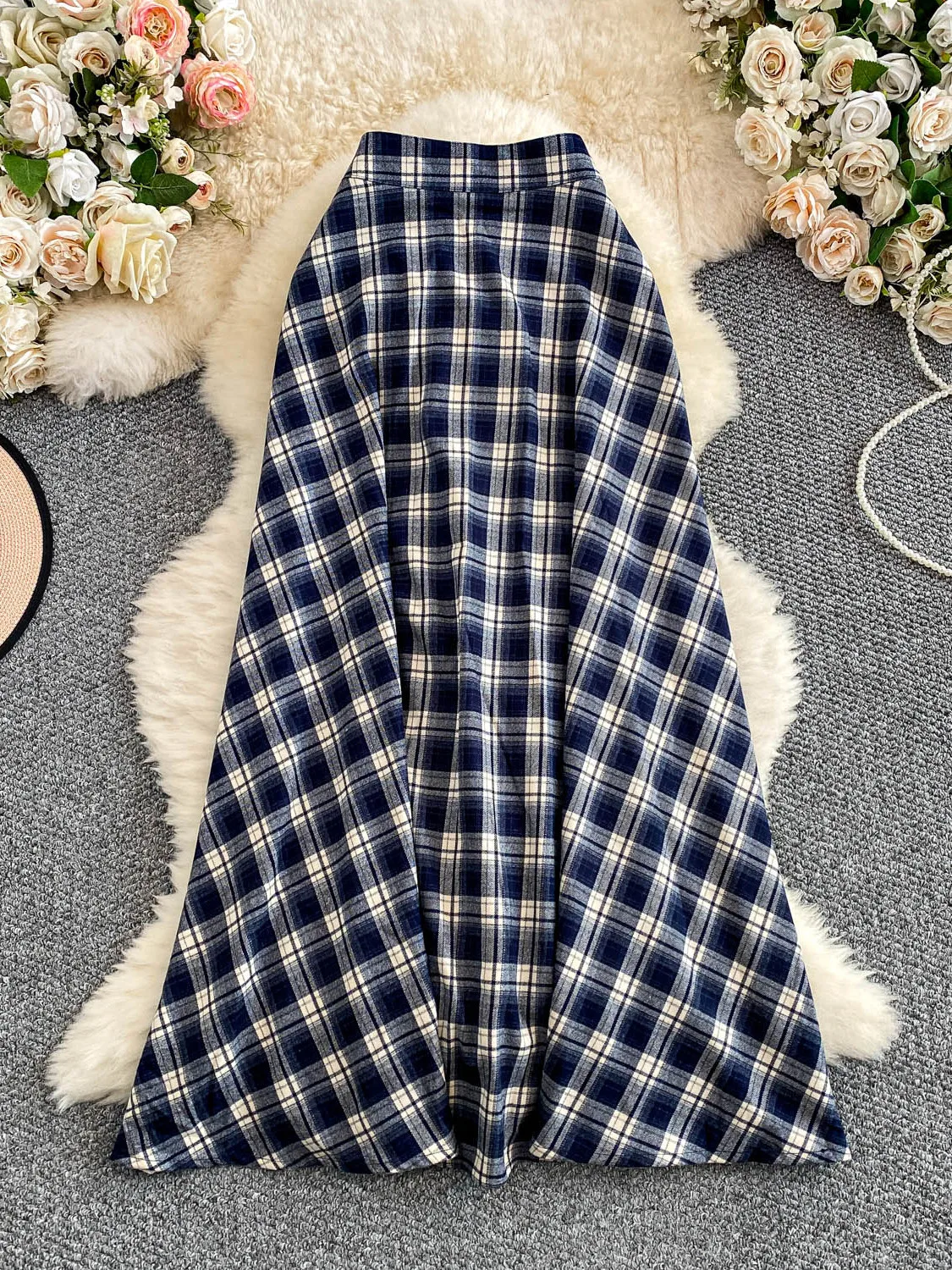 New Arrival Women's Skirt Unique Single-breasted Skirt, Hot Girl Style, Versatile Plaid High Waist Slim Mid-length Faldas SK060 - Image 2