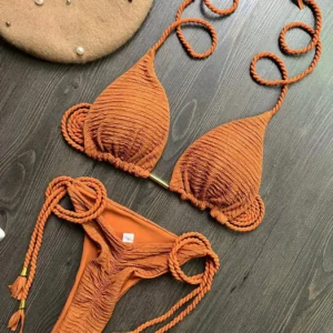 2024 women's braided rope bikini suit, brazilian swimsuit, beach bikini, sexy strap,