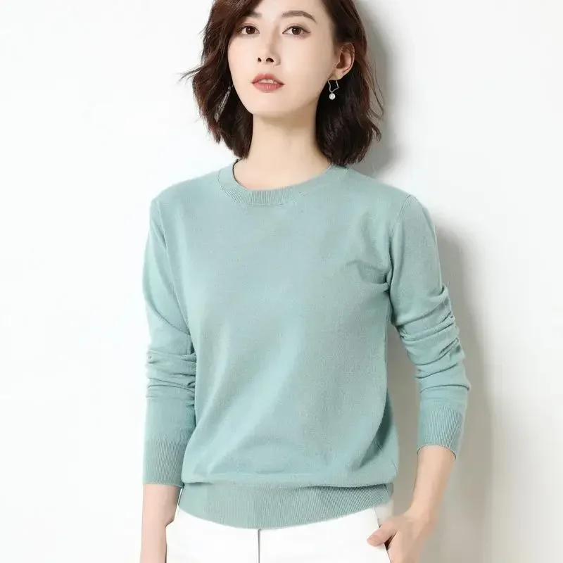 Women Sweater 2025 O-neck Long Sleeve Autumn Winter Pullovers Fashion Korean Sweaters Bottoming Shirts Slim Knitwear Jumpers
