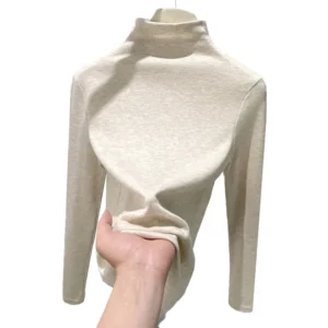 Women T-shirt Long Sleeve High Strecth Slim Fit Bottoming Shirts Casual Korean Turtleneck Warm Autumn Winter Inner Basic Tops