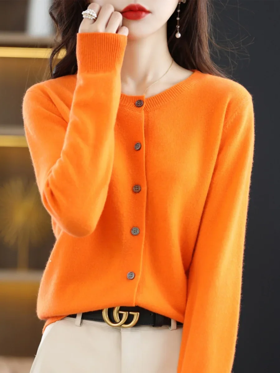 Women Sweater 2025 Autumn Winter Cardigans O-neck Single Breasted Short Slim Lady Knitwear Tops Solid Korean Femme Cardigans - Image 4