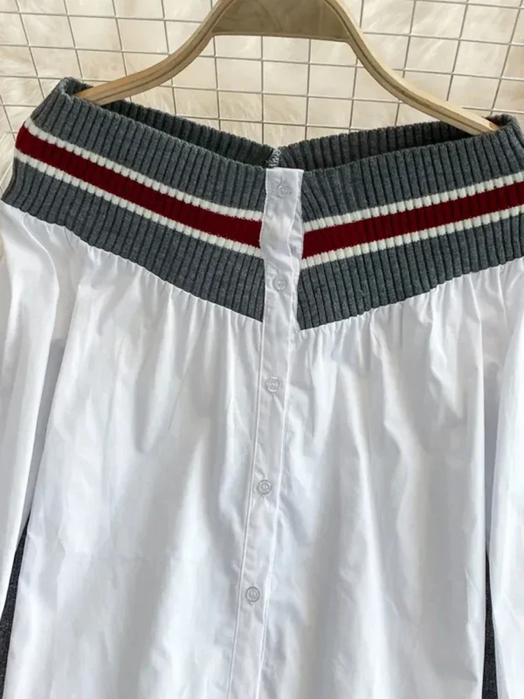 Spring Autumn Women's Shirt Patchwork Shirts Casual Loose Retro Blouses Long Sleeve Shirt Woman Tops GD641 - Image 3