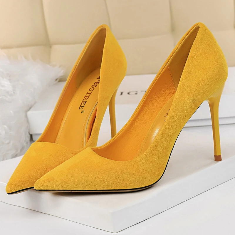 BIGTREE Shoes Women 9 Cm Heels Suede Woman Pumps Pointed Toe High Heels Stiletto Party Shoes Fashion Wedding Shoes Large Size 43 - Image 3