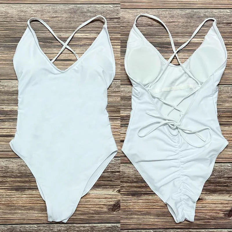 2022 One Piece Swimsuit Blank Swimwear Women Swimming Suit Plus Size Pure swim suit wholesale Bathing Bodysuit maillot de bain - Image 5