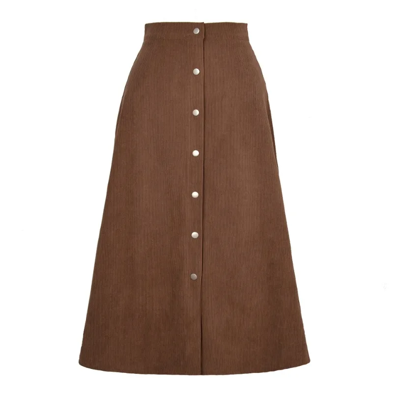 Elegant Corduroy Long Skirt Women Fashion Autumn and Winter Clothes Faldas Vintage High Waisted Maxi Skirts Casual Streetwear - Image 3
