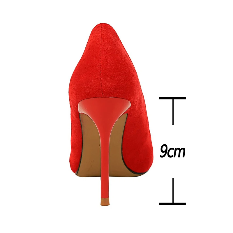 BIGTREE Shoes Women 9 Cm Heels Suede Woman Pumps Pointed Toe High Heels Stiletto Party Shoes Fashion Wedding Shoes Large Size 43 - Image 5