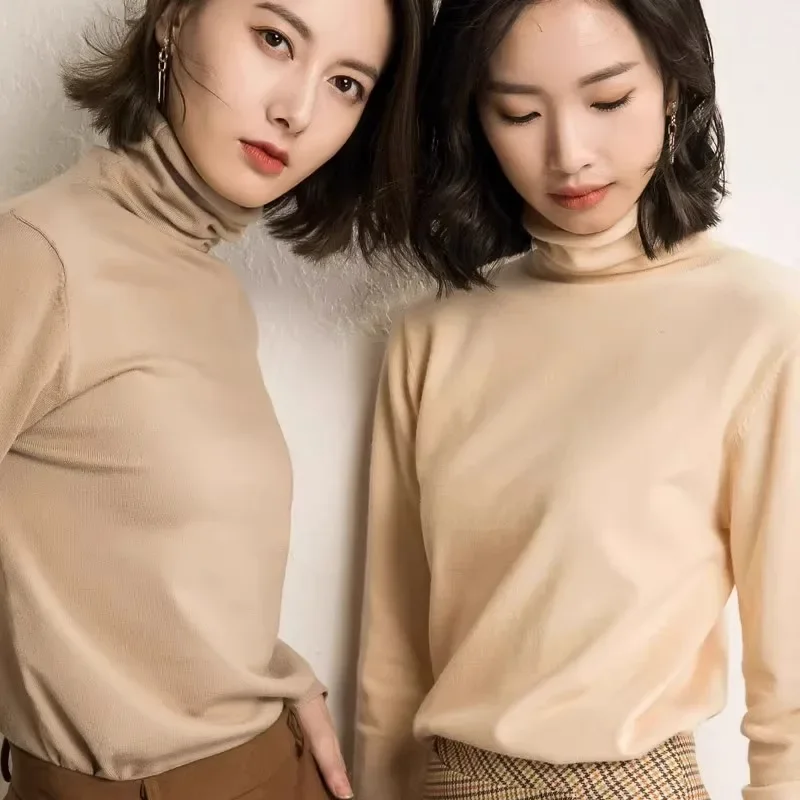 Women Sweater Autumn Winter Warm Turtleneck Bottiming Shirts Korean Fashion Long Sleeve Pullovers Slim Fit Casual Knitwears - Image 3