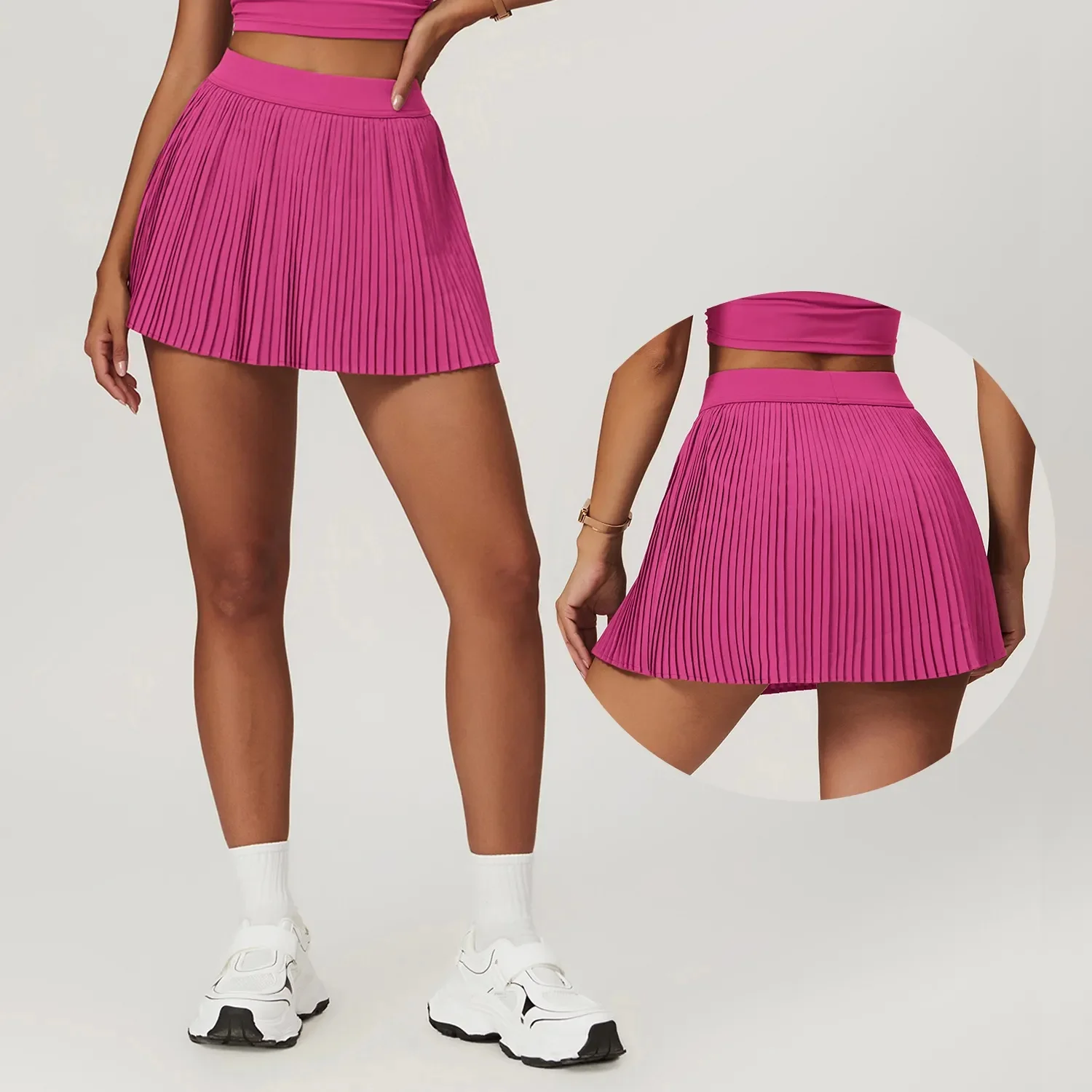 Women's fashion 2-in-1 golf tennis skirt pleated fitness suit with inner pocket, women's sexy style - Image 3
