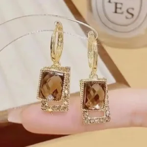 925 Silver Needle Korean Fashion Zircon Drop Earrings For Women Jewelry 2025 Trending New Luxury Vintage Gold Color Earrings
