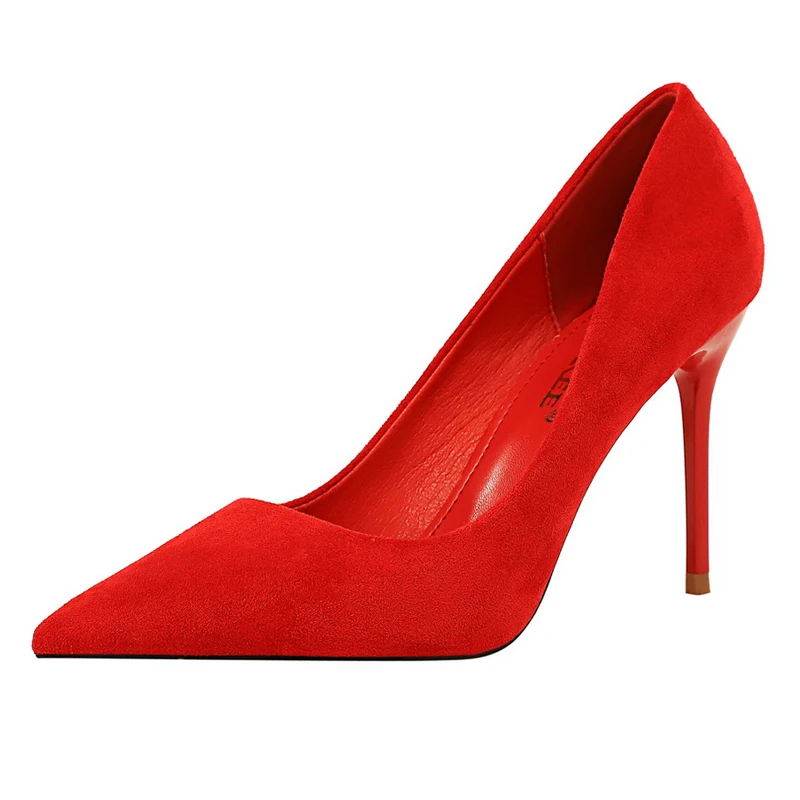 BIGTREE Shoes Women 9 Cm Heels Suede Woman Pumps Pointed Toe High Heels Stiletto Party Shoes Fashion Wedding Shoes Large Size 43 - Image 4