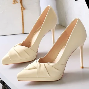 BIGTREE Shoes 2025 New Women Pumps 10.5 cm Sexy High Heels bowknot fold design Women heels Stilettos occupation office shoes