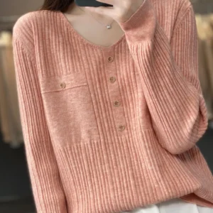 Spring Summer Women Pullovers Long Sleeve V-neck Bottoming Shirts Loose Kniited Sweater Korean Fashion Soft Inner Jumpers