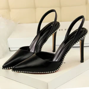 BIGTREE Shoes Summer Woman Pumps Rivet High Heels 9 cm Stiletto Sexy Party Shoes Hollow out hook strap High heeled sandals 2025