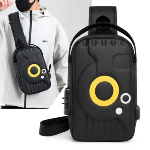 New Men's Chest Bag Multifunctional Anti-Theft Sports Crossbody Bags for Men Fashion with Password Lock USB Port Shoulder Bag