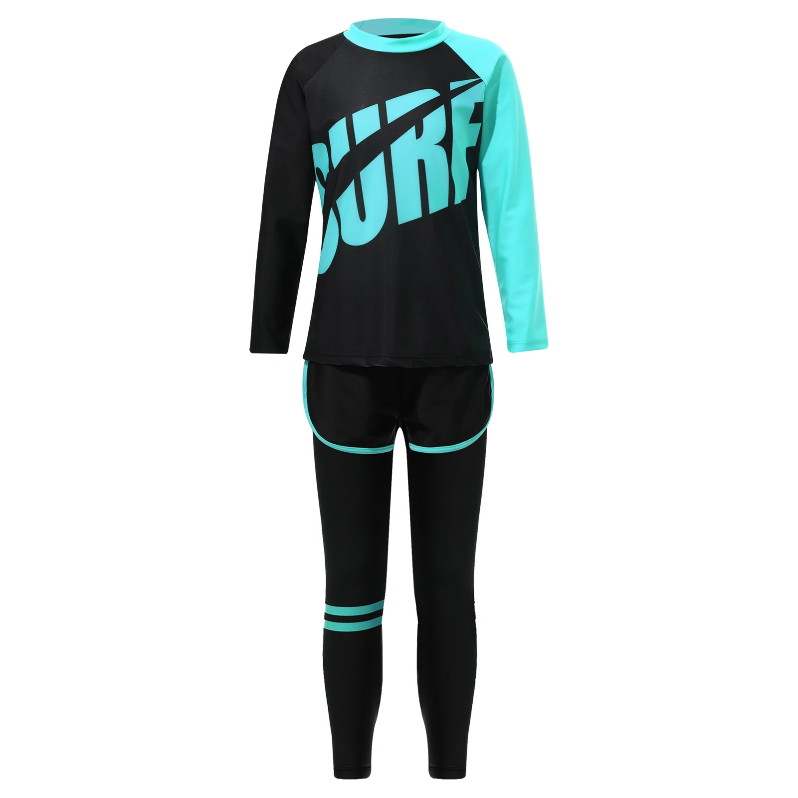Kids Rash Guard Swimwear 3 Piece Swimming Sets Quickly Dry Swimsuit Sun Protection Long Sleeve Top+Shorts+Pants Swim Outfits - Image 5
