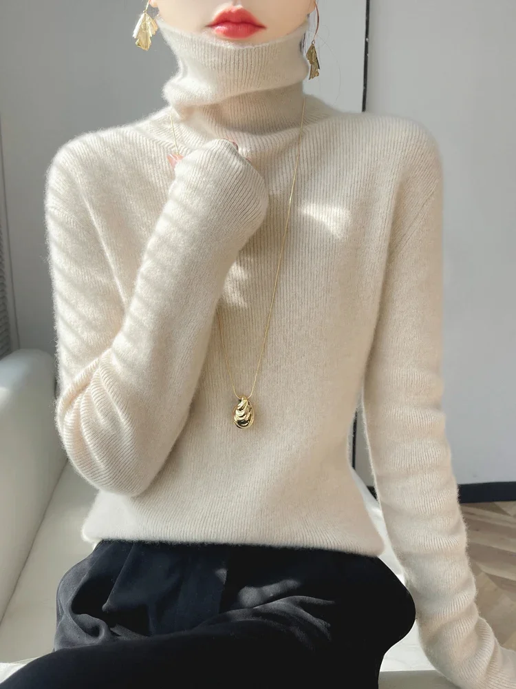 Women Sweater Turtleneck Slim Fit Solid Pullovers Thick Warm Autumn Winter Jumpers High Strecth Korean Fashion Bottoming Shirts - Image 2