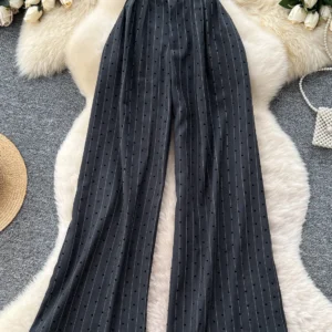 Lazy Style Casual Wide-leg Pants for Women 2025 Autumn Simple Niche Heart-shaped Print High-waisted Suit Pants Women PT002