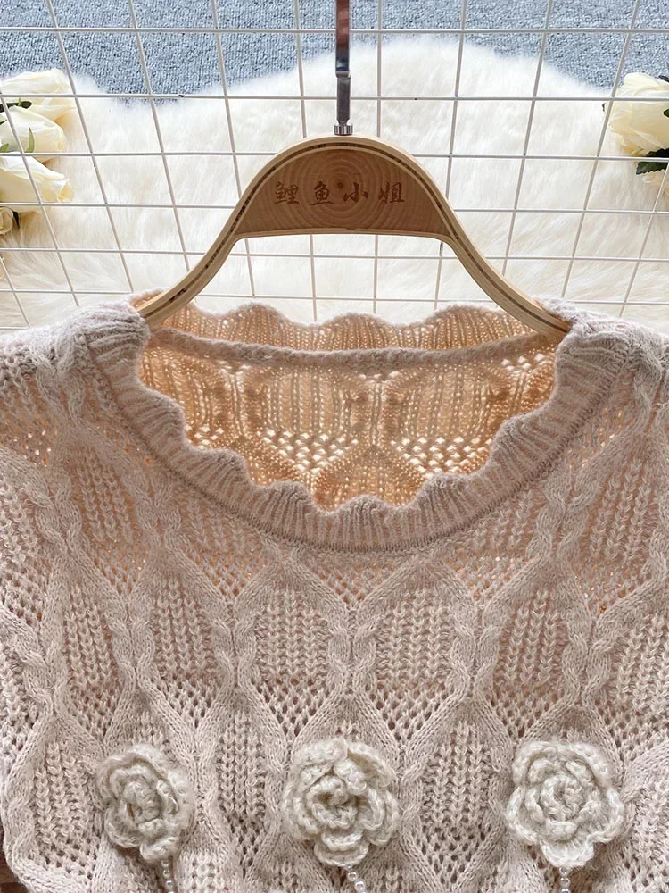 Women Autumn Pullovers Korean Sweater Gentle Design Feel Mesh Ruffle Flap Versatile Knitwear Long Sleeve Top D5075 - Image 3