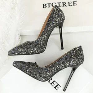 BIGTREE Shoes 11 cm Platform Pumps Women Shoes Sequin High Heels Stiletto pWomen Heels Fashion wedding shoes Plus Size 42 4343