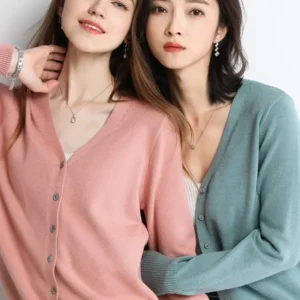 YSZWDBLX Spring Autumn Women Cardigans Single Breasted V-neck Solid Knitted Sweater Slim Female White Cardigans Casual Outerwear