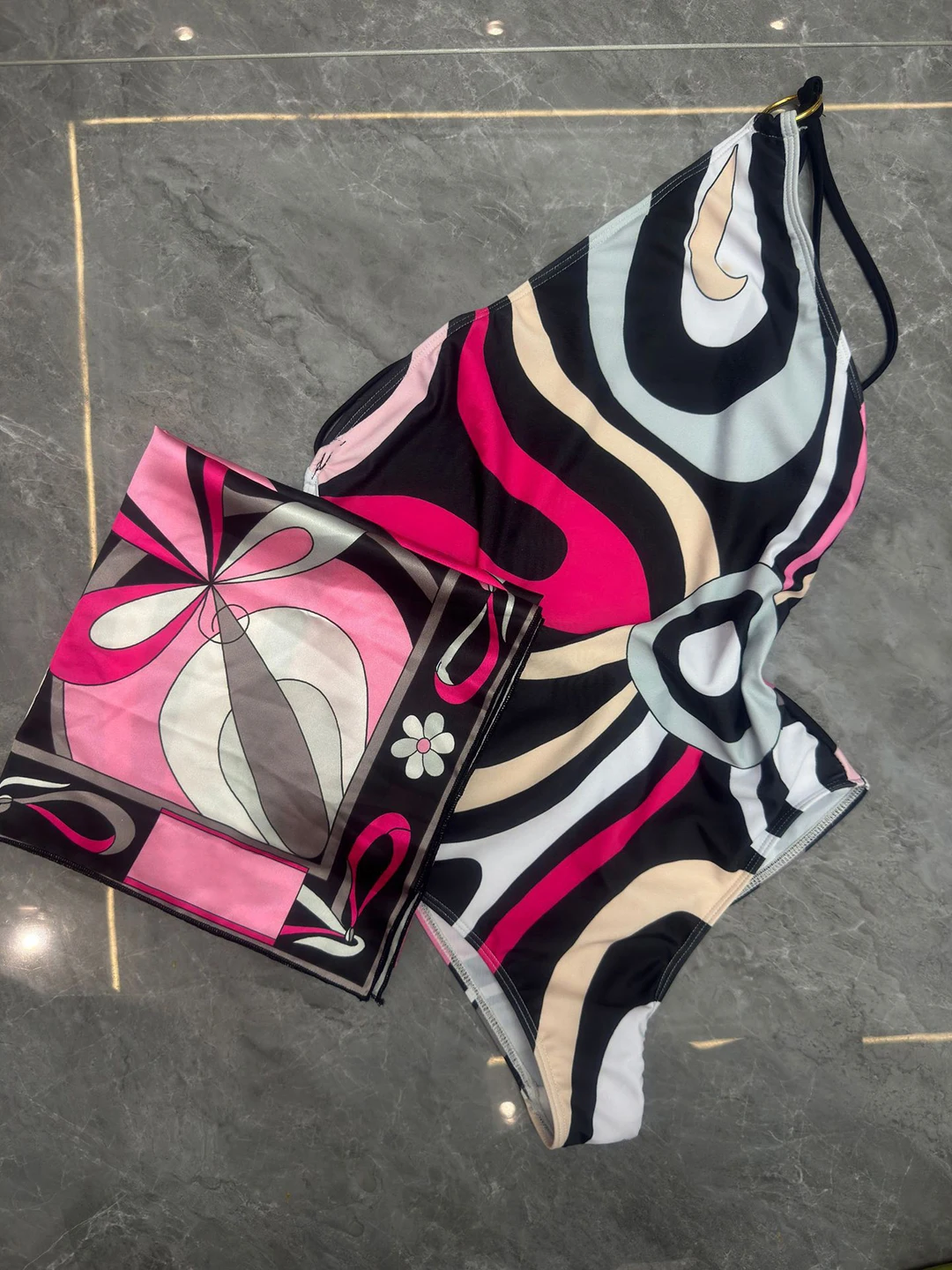 Women's Scarf Swimsuit Sexy 3 Pieces Bikini Set Designer Brand Beach Sports Swimwear