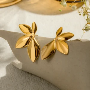 925 Silver Needle Korean Fashion Leaf Flower Earrings For Women Metal Earings Jewelry 2025 Trending Women's Gold Color Earrings
