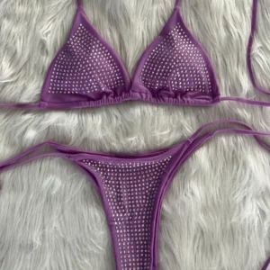 Shiny Sequins Wrap Around Jewelled Bikini Women Swimwear Female Swimsuit Two-pieces Bikini Set Halter Bathing Suit Swim Trend