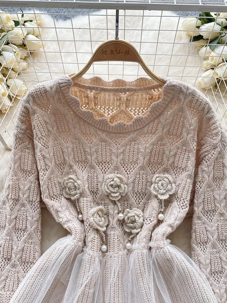 Women Autumn Pullovers Korean Sweater Gentle Design Feel Mesh Ruffle Flap Versatile Knitwear Long Sleeve Top D5075 - Image 2