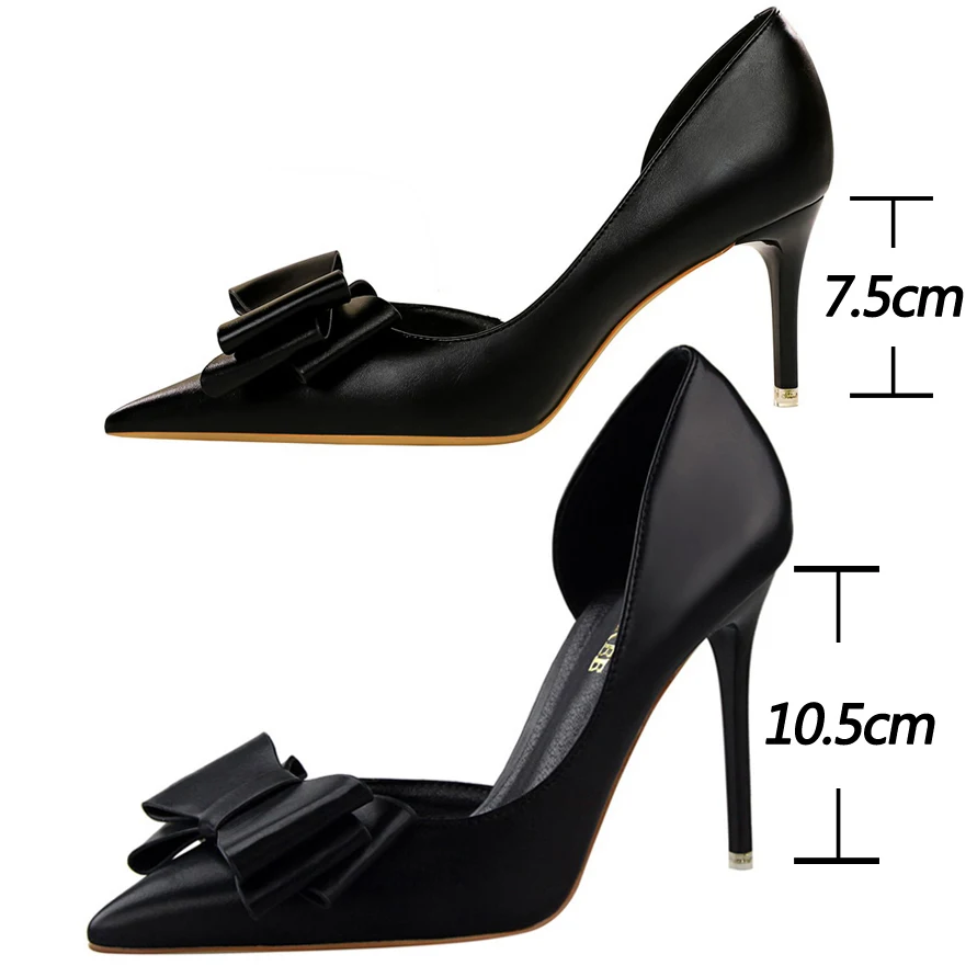 Plus Size 43 Women Classic pumps high heels bowknot Women Pumps Stiletto 7.5 cm 10 cm Heels Women Basic Pump Party shoes Ladies - Image 2