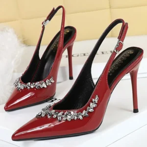 Sexy Rhinestone high heels Luxury Women Pumps Stiletto Heels 10 cm Buckle Women's high-heeled Sandals Summer Shoes Women Heels