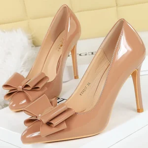 BIGTREE Shoes Bowknot Women Pumps Patent leather High Heels 10 CM Stilettos Fashion wedding shoes Women Heels Large size 42 43
