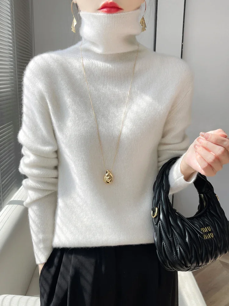Women Sweater Turtleneck Slim Fit Solid Pullovers Thick Warm Autumn Winter Jumpers High Strecth Korean Fashion Bottoming Shirts - Image 4