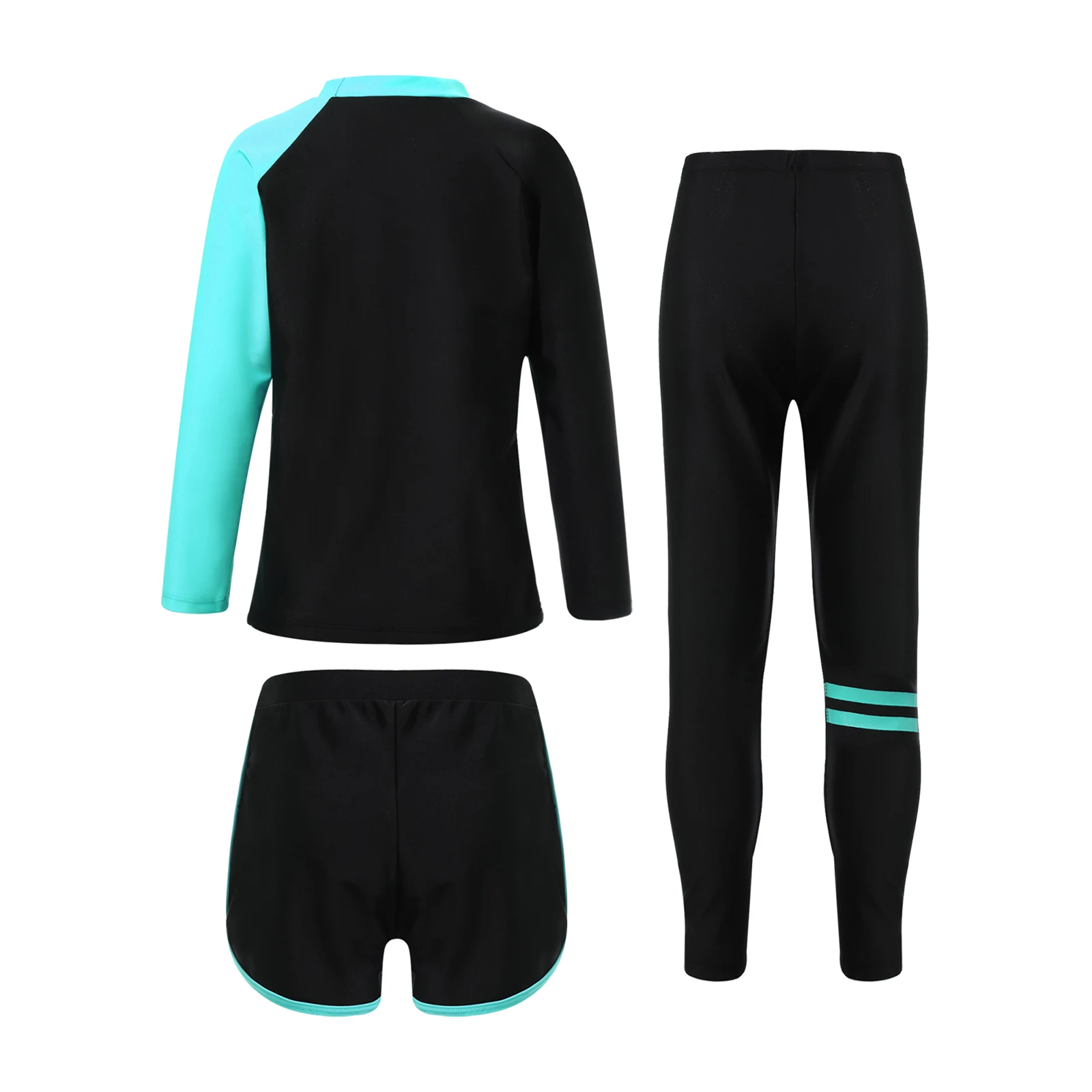 Kids Rash Guard Swimwear 3 Piece Swimming Sets Quickly Dry Swimsuit Sun Protection Long Sleeve Top+Shorts+Pants Swim Outfits - Image 4