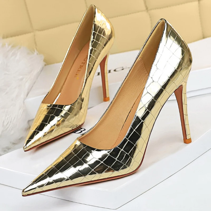 BIGTREE Shoes Metal Stone Pattern Woman Pumps High Quality High Heels Wedding Shoes Stiletto Luxurious Sexy Banquet Shoes 2025 - Image 6