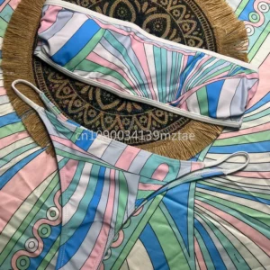 2025 Luxur Design Striped Bikinis Scarf Beachwear Women's Swimsuits Three Piece of Bathing Suit Thong Swimwear Sexy Bikinis