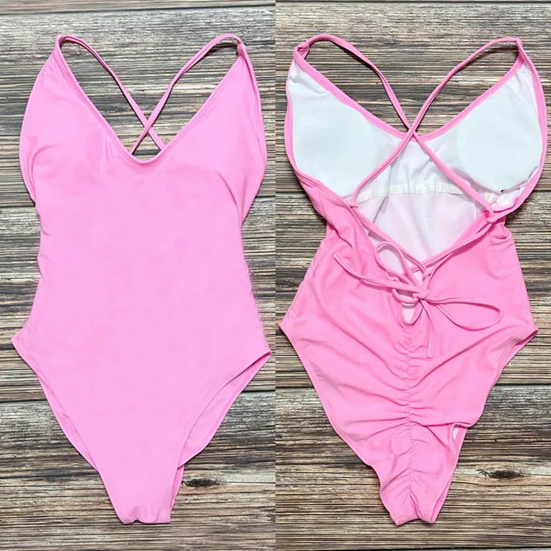 2022 One Piece Swimsuit Blank Swimwear Women Swimming Suit Plus Size Pure swim suit wholesale Bathing Bodysuit maillot de bain - Image 6
