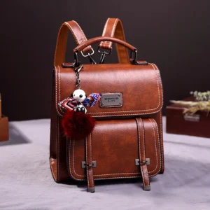 Vintage Women's Backpack 2025 New PU Leather Girls Shoulder Bag Multifunctional Large Capacity Crossbody Bags Student Backpacks