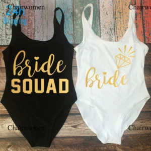Bachelorette Party Team Bride Squad Swimsuits Lady Wedding Party Gift Lining High Leg Cut Women One Piece Swimwear Swimsuit