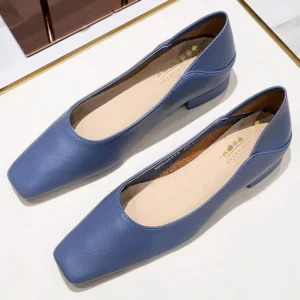 Fashion Low-heel Women shoes Versatile square head Women Mules Two pairs of soft leather loafer high-quality heels 6 colour