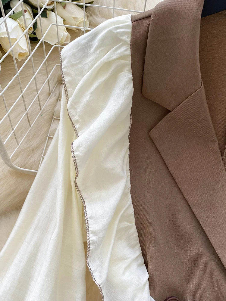 2025 New Spring/Autumn Women's Dress French Fashionable Elegant Ruffled Long Sleeved Suit Collar A-line Mini Dress A201 - Image 4