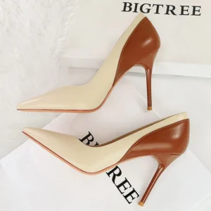 BIGTREE Shoes Color Blocking Women Pumps Pointed Tip High Heels Sexy Party Shoes Stilettos Heels Women Shoes Large Size 42 43